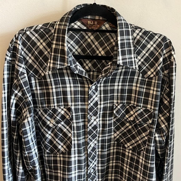 Vintage BJR Western Wear Shirt Pearl Buttons Casual Button Down Plaid Size XL - Picture 2 of 9